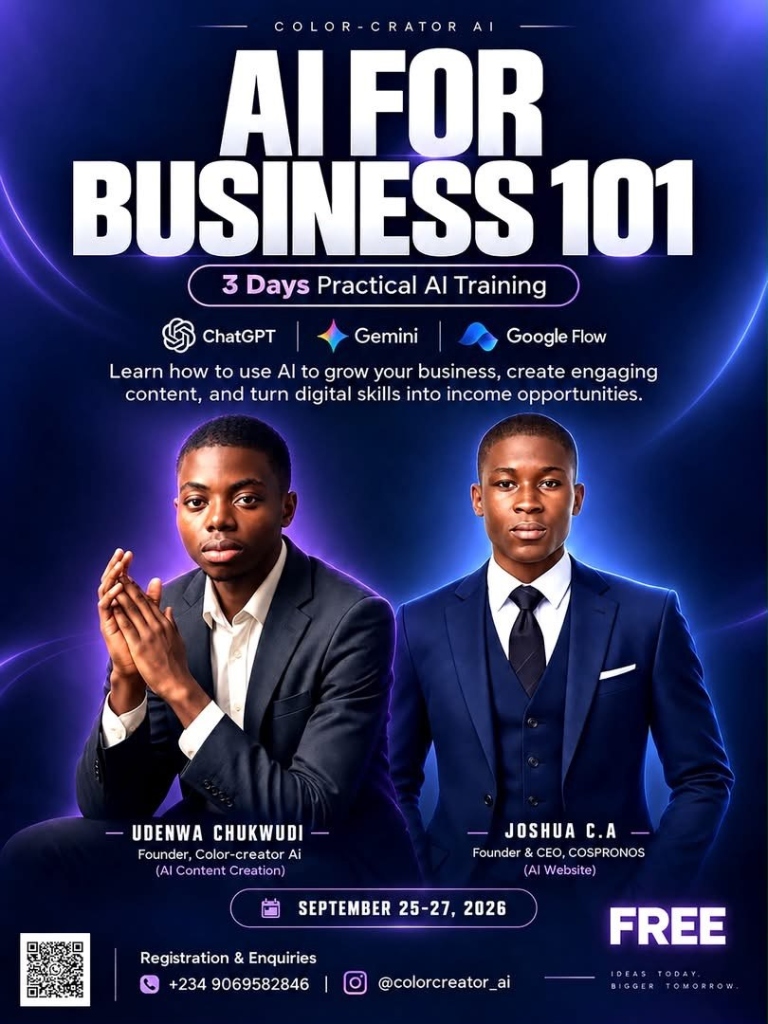 AI for Business 101 — 3 Days Practical AI Training, September 25-27 2026, with Udenwa Chukwudi and Joshua C.A